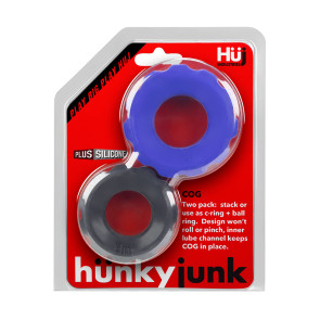 Hünky Junk Cog 2-Size Cockrings, Blue/Black